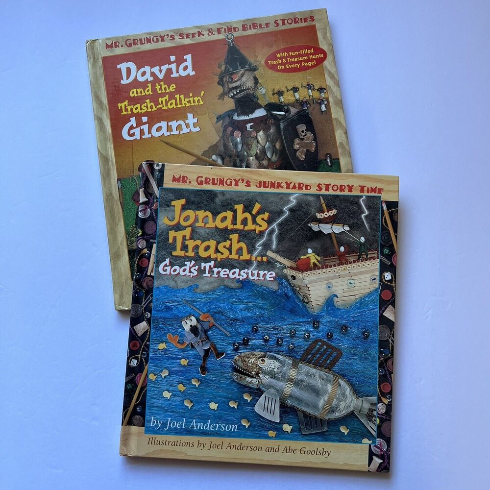 2 Childrens Books Hardcover Jonahs Trash and David and the Trash Talkin Giant